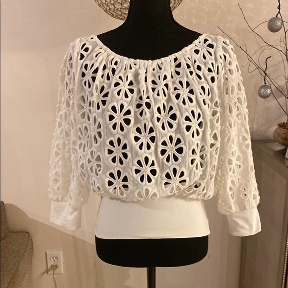 Anne Fontaine White Floral Eyelet Women's Top size 42 - Picture 1 of 5